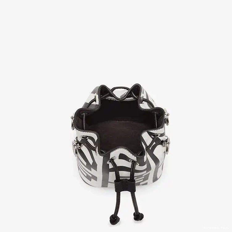 Cheap Affordable Mon Capsule Tresor Bag Mini Black Fendi Roma White Bucket Leather In Fendi 0420